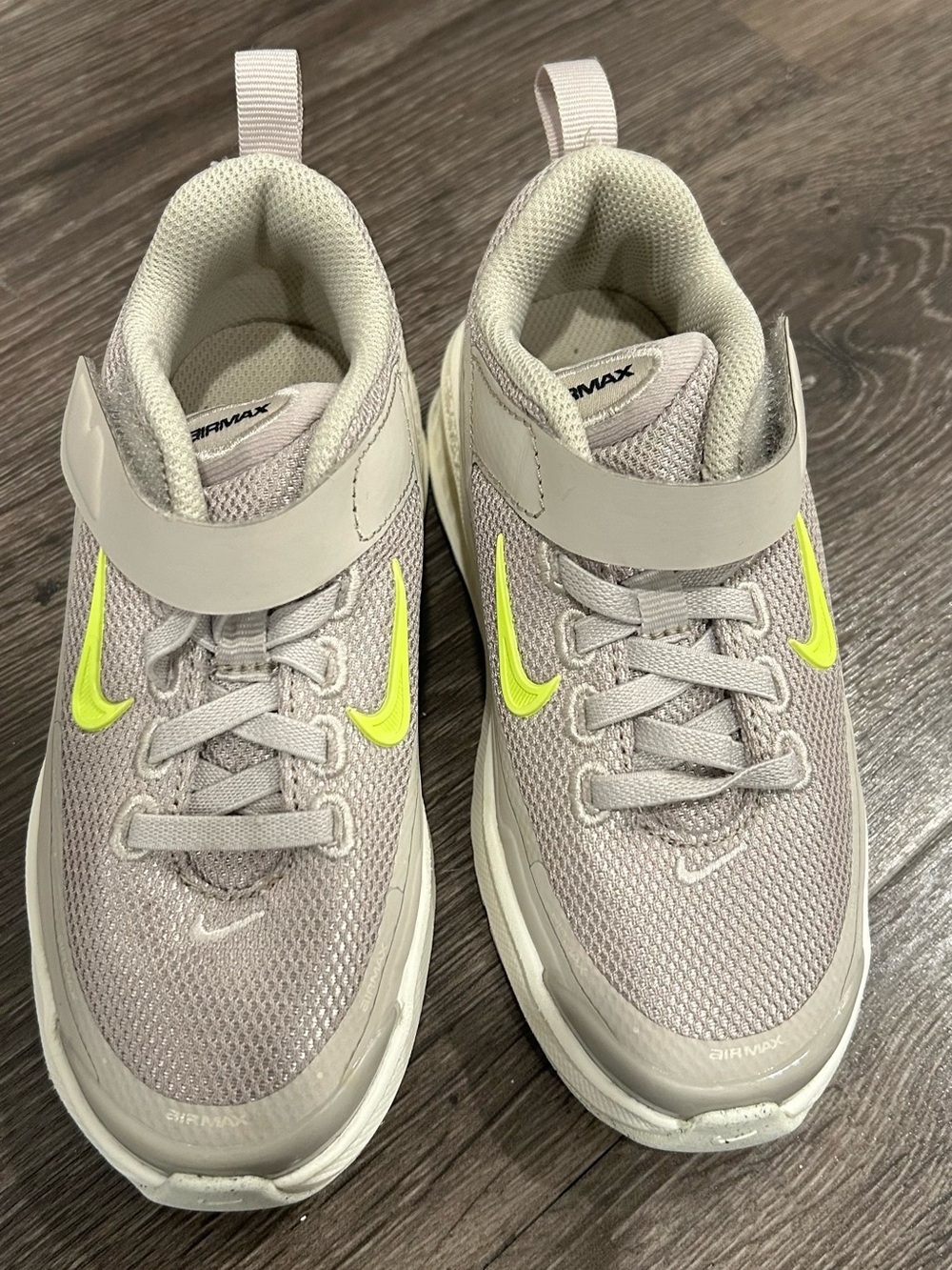 Nike toddler airmax Bia Lightweight Gray Sneakers with Neon Yellow Swoosh